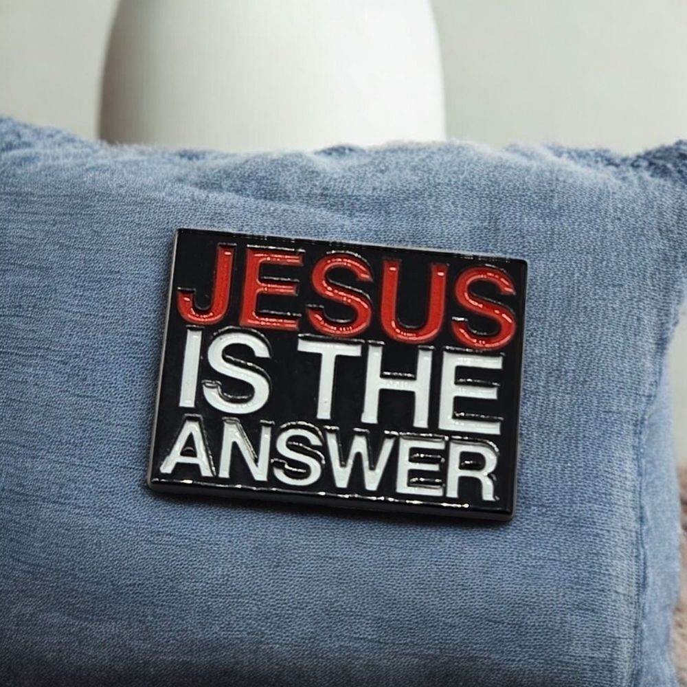 Christian Enamel Pin - Jesus Is The Answer - Faith Cross Religious Lapel Jewelry